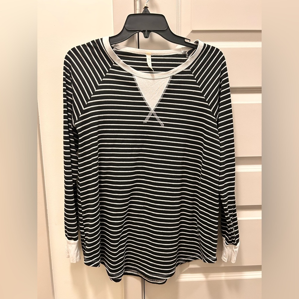 MTS Black and White Striped Top